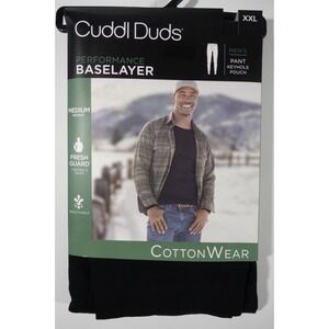 Cuddl Duds Midweight Cottonwear Performance Base Layer Pants Men XXL Black